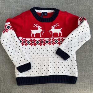 Janie and Jack Red and White Reindeer Sweater